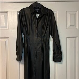 French Connection Black Sheath Dress with Notched Collar